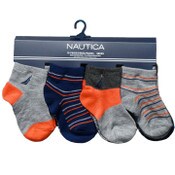 Wholesale - 10pk BOYS NAUTICA STRIPE QTR SOCKS C/P 60, UPC: 193159226152
